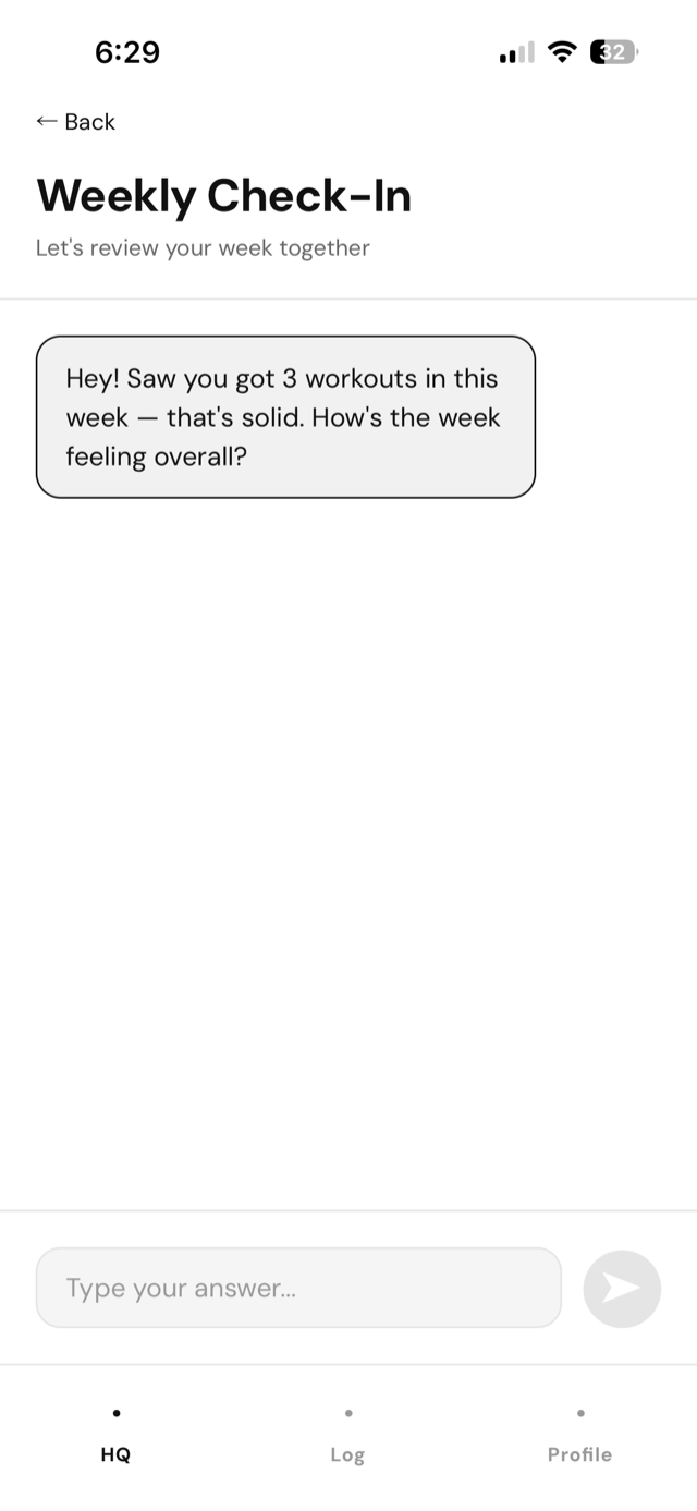 weekly check-in conversation